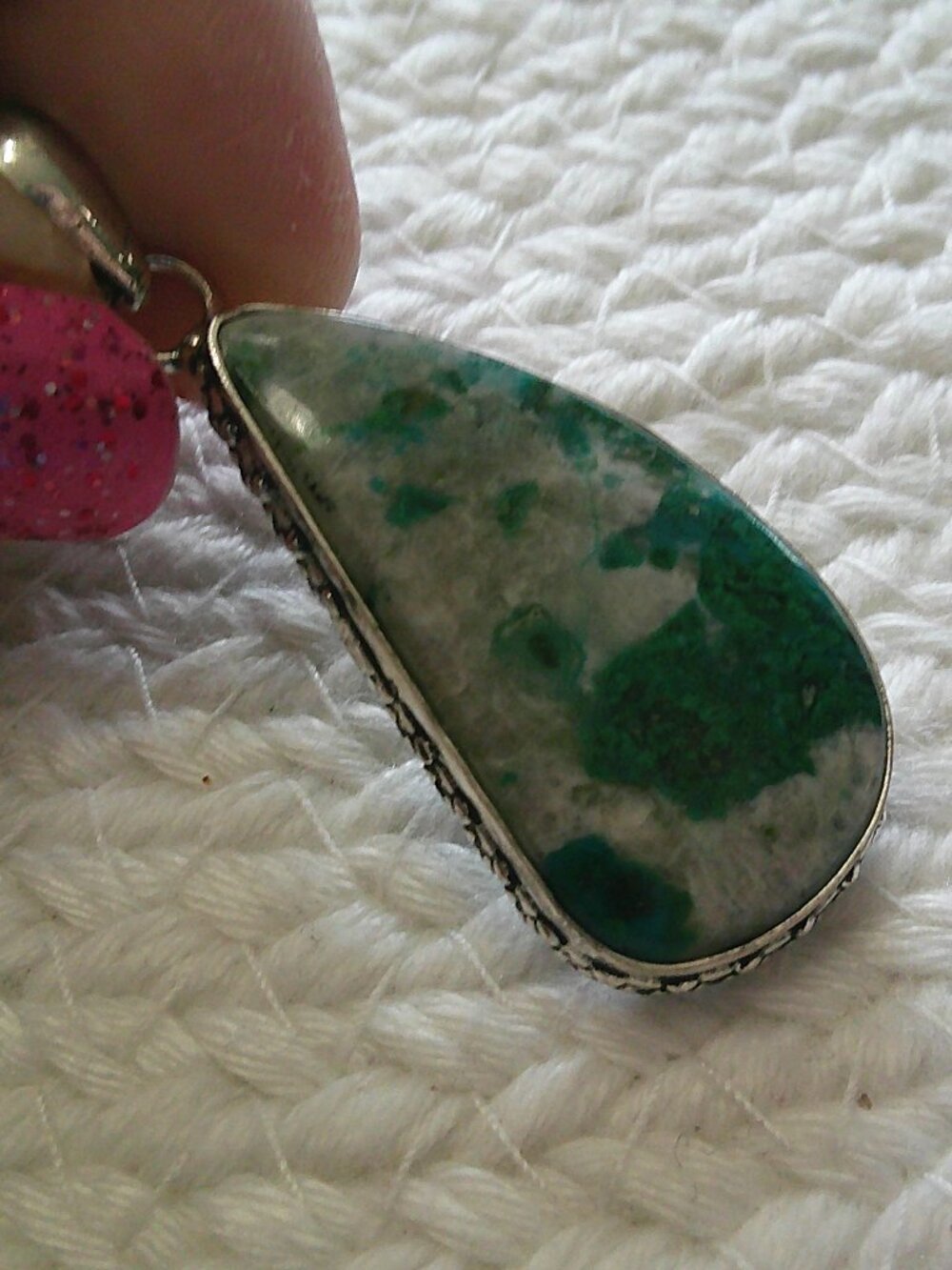Beautiful CHRYSOCOLLA Handmade Sterling 925 Pendant/Chain #926E